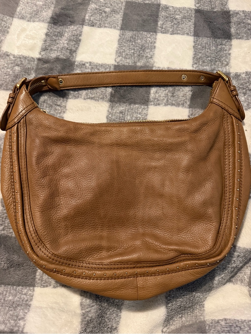 Michael Kors Cognac Pebble Leather Hobo Shoulder Bag